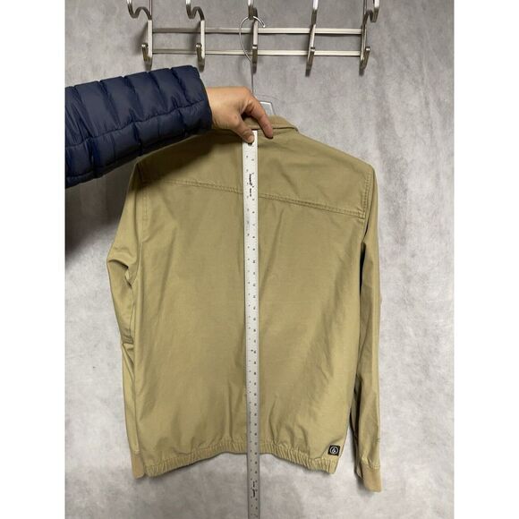 Volcom Jacket Men L Beige Zip Twill Bomber Blown Away Jacket Chin Strap‎ Outdoor - Picture 4 of 8